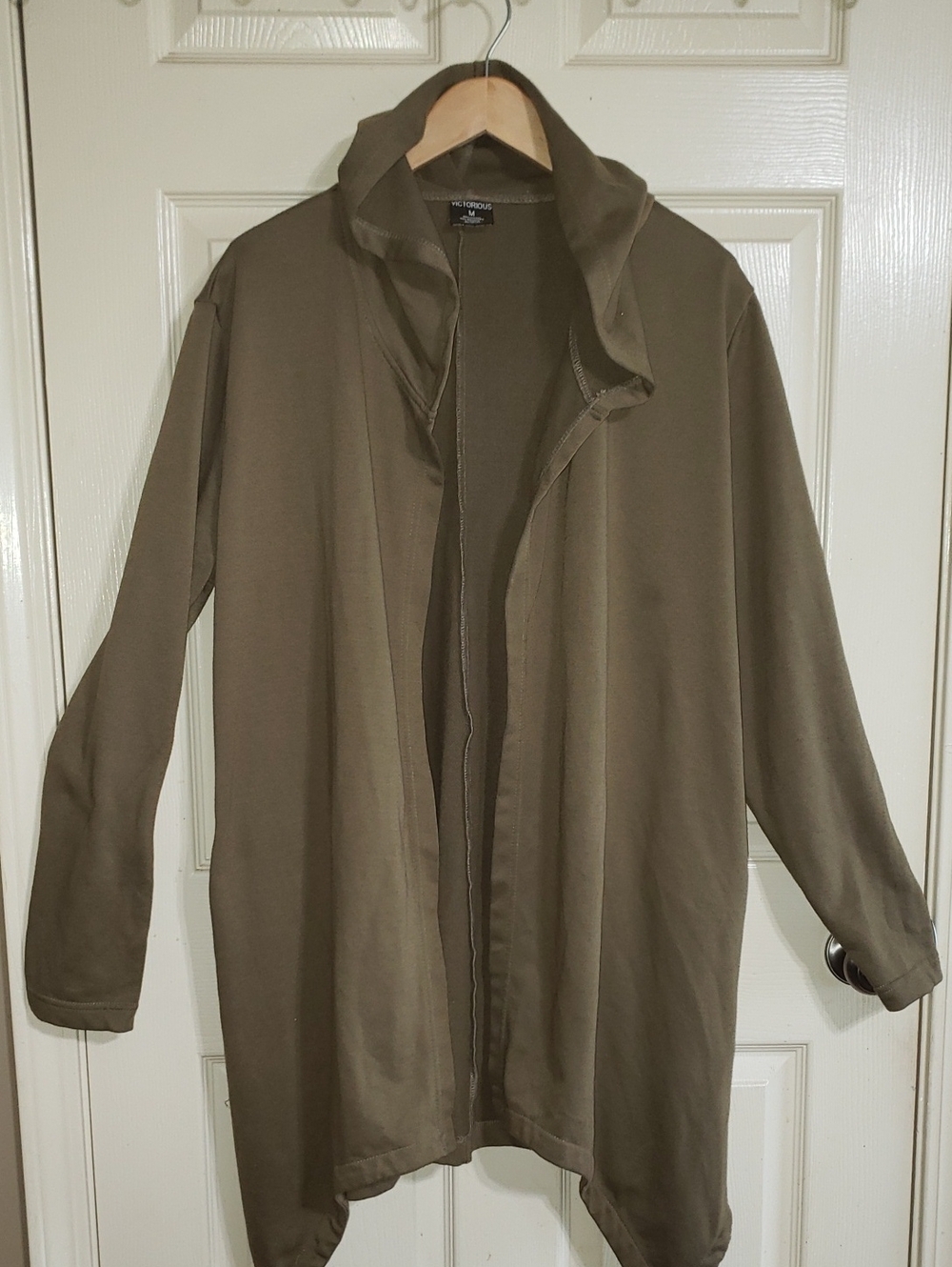 Open-Front Hooded Coatigan - Olive